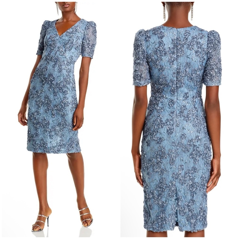 AQUA Soutache V Neck Midi Dress Size 4